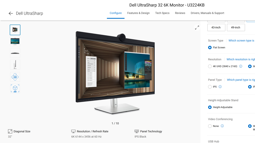 screenshot image of Dell Ultrasharp U3224KB homepage