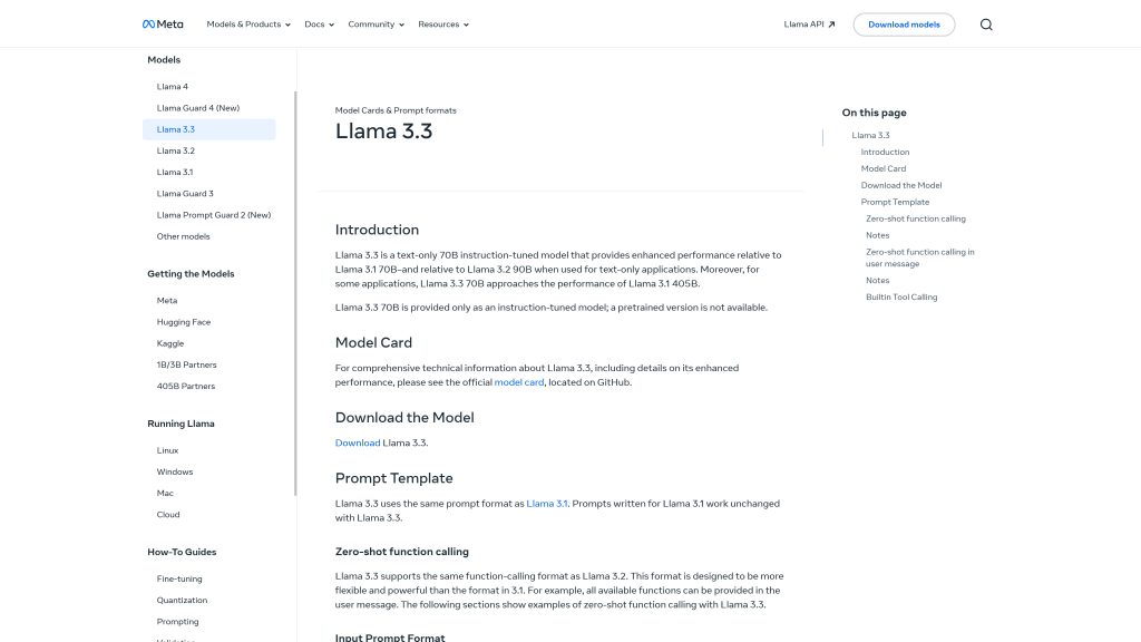 screenshot image of LLaMA 3.3-70B best open-source LLM homepage