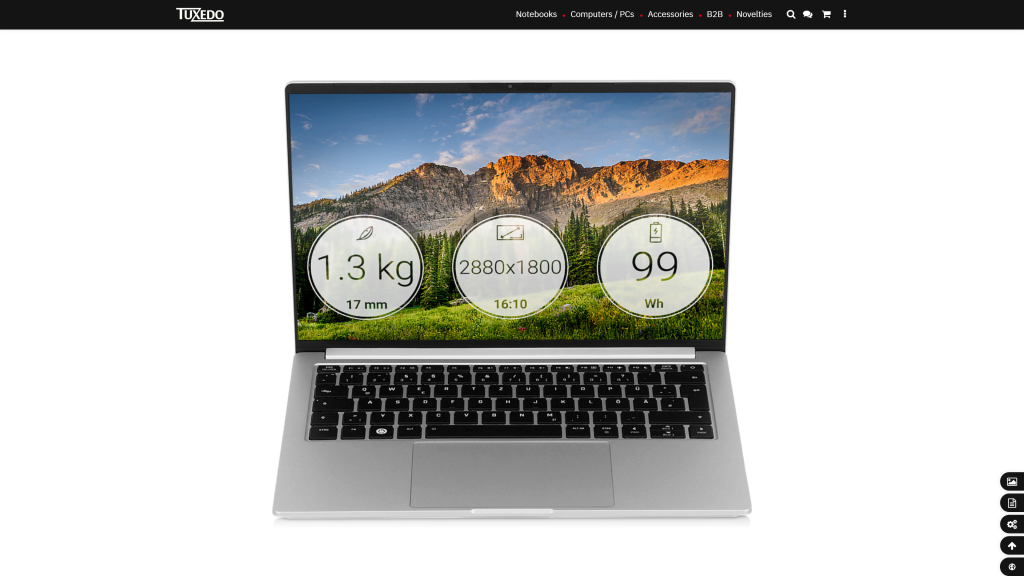 screenshot image of Tuxedo InfinityBook Pro 14 homepage