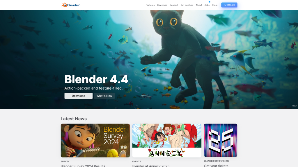 screenshot image of Blender homepage