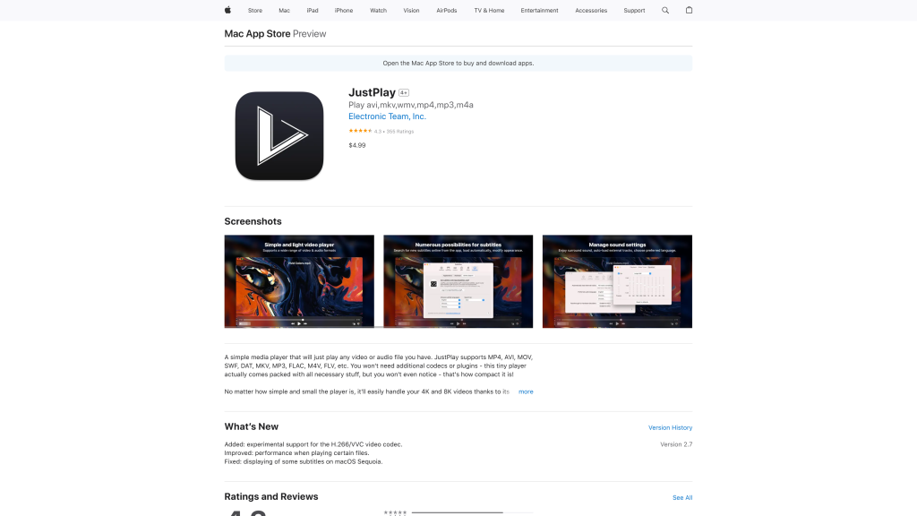 screenshot image of JustPlay homepage