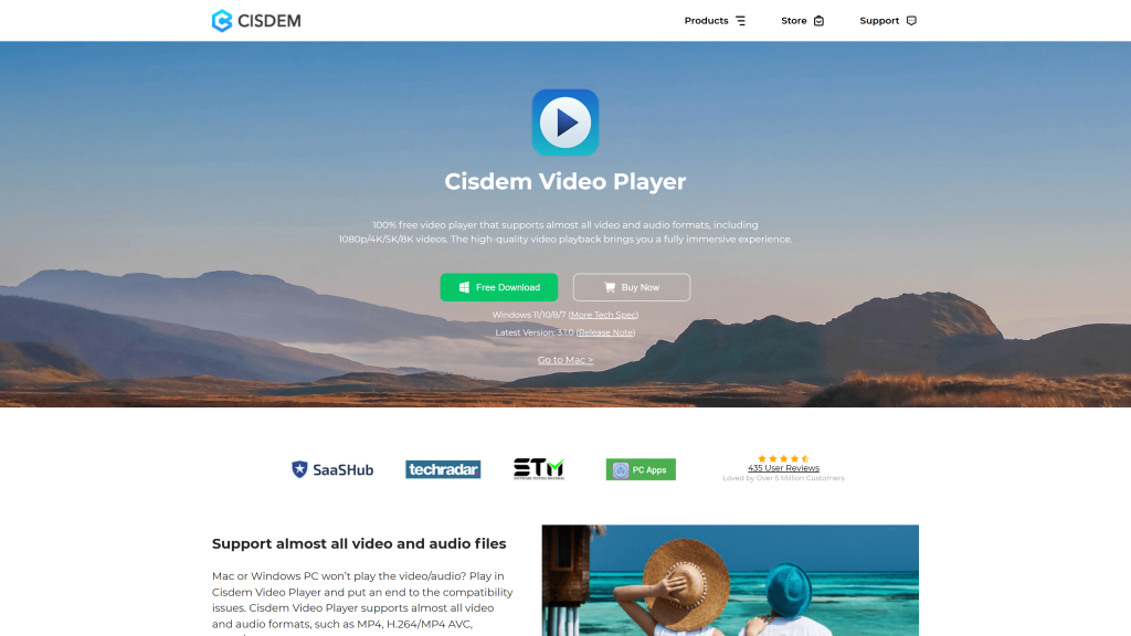 screenshot image of Cisdem Video best video player for mac homepage
